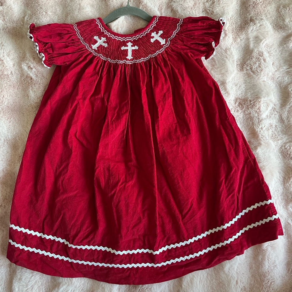 Classic Whimsy corduroy Easter Cross Smocked dress size 2t - Picture 1 of 3